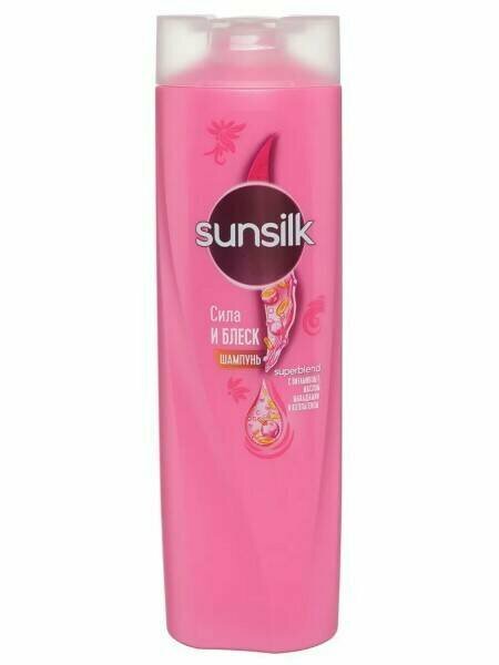 SUNSILK Шампунь сила И блеск с витамином Е, маслом макадамии и коллагеном, 350 мл.