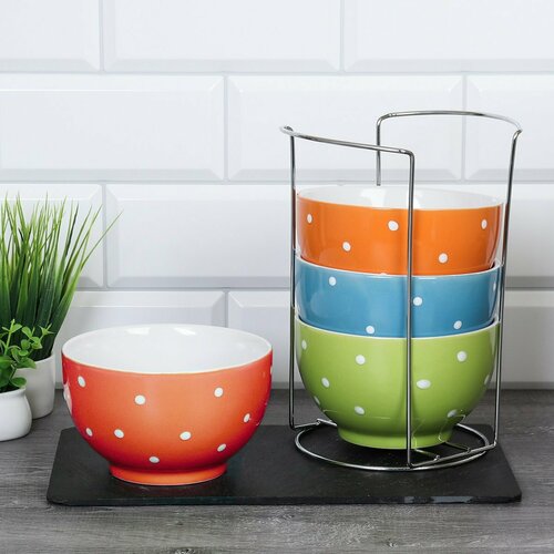 Набор супниц 650 мл 4 штуки на подставке 1366₽