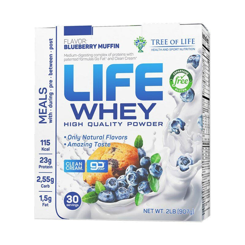 Сывороточный протеин Life Whey 2lb (907гр) со вкусом Черничный Маффин 30 порций