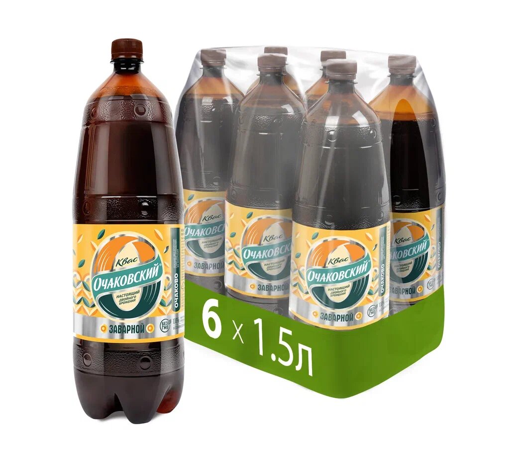 фото Квас "Очаковский. Заварной" фильтрованный осветленный, ПЭТ 0.5 (упаковка 12шт)