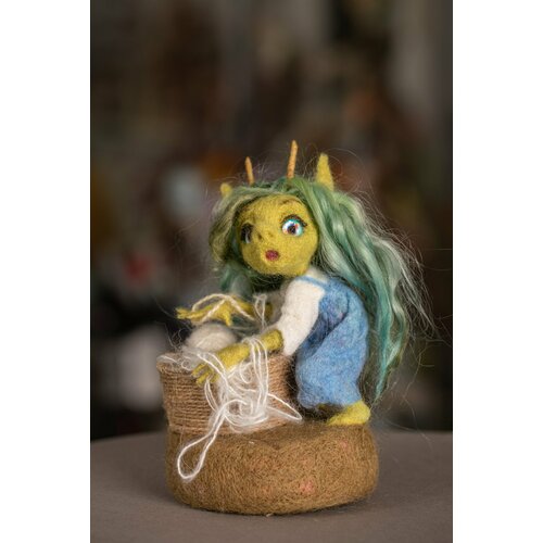 Авторская кукла Кикимора ручной работы, текстильная, интерьерная авторская игрушка ручной работы куколка с мишкой текстильная интерьерная