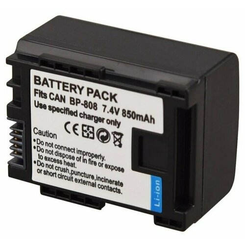 Аккумулятор для видеокамеры Canon BP-808, BP-808D, 7.4V, 850mAh, код mb077190