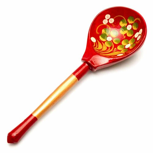 Деревянная ложка столовая с росписью - Краснушка 19 см 499₽