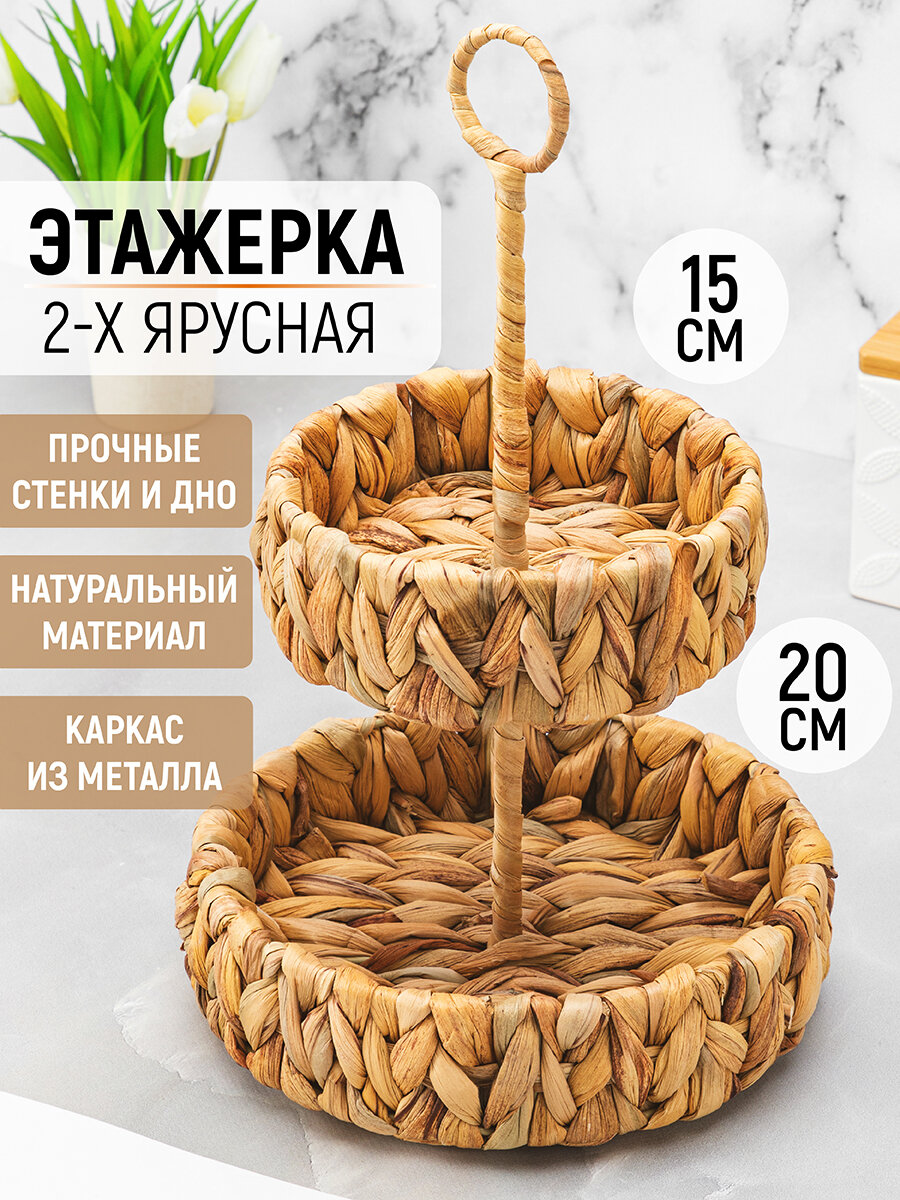 Органайзер/ подставка/ этажерка 2-х яруснаяEL Casa 20х20х33 см, с креплением