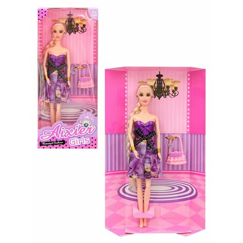 Кукла Aixier Girls 30 см аксессуары в фиолетовом платье с цветами AX168-KR1 695₽