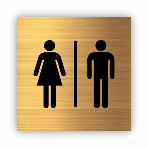 Общий туалет табличка Point 112*112*1,5 мм. Золото общий туалет табличка point 112 112 1 5 мм золото
