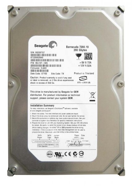 Жесткий диск Seagate ST3200820AS 200Gb 7200 SATAII 3.5" HDD