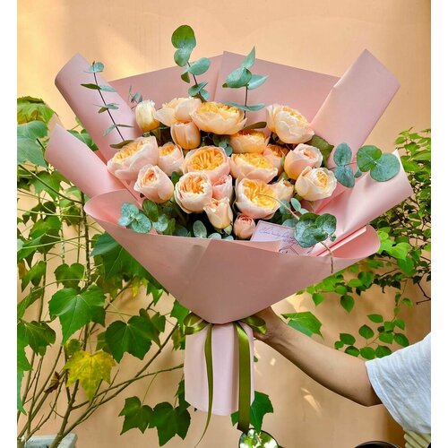 Премиум букет из пионовидных роз Джульетта, цветы премиум, шикарный, красивый букет цветов, роза, пионовидные розы.