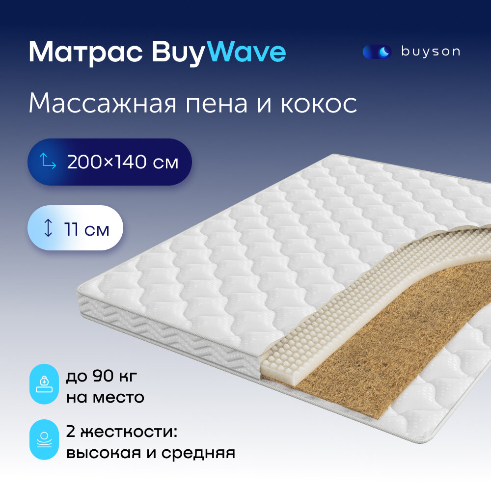 Матрас buyson BuyWave, беспружинный, 200x140 см