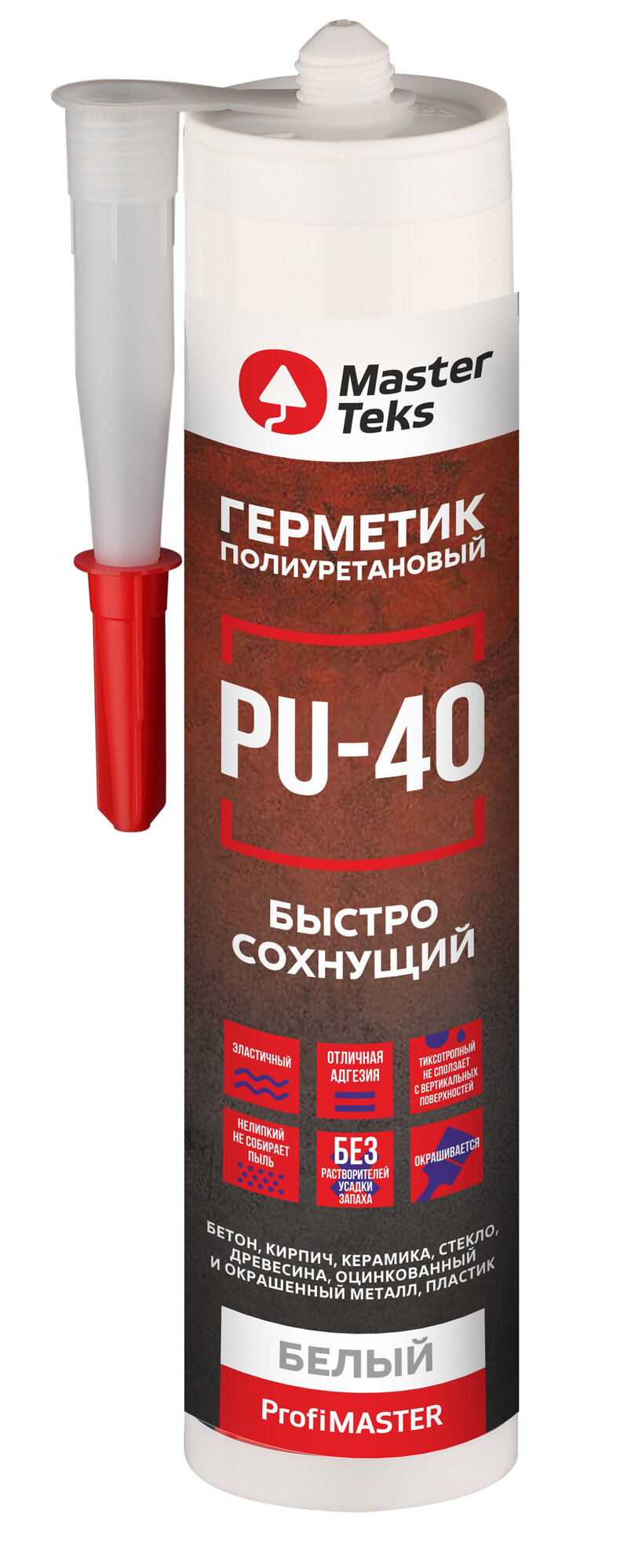 MasterTeks PM герметик полиуретановый быстросохнущий PU-40 280 мл белый
