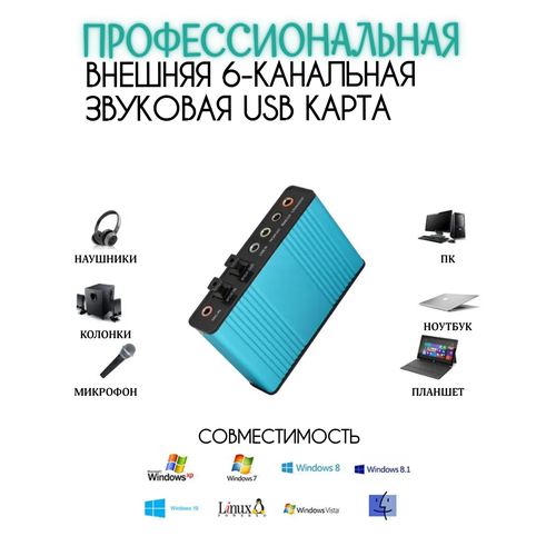 Профессиональная звуковая карта USB 6-канальная 5,1 оптическая внешняя CM6206 чипсет
