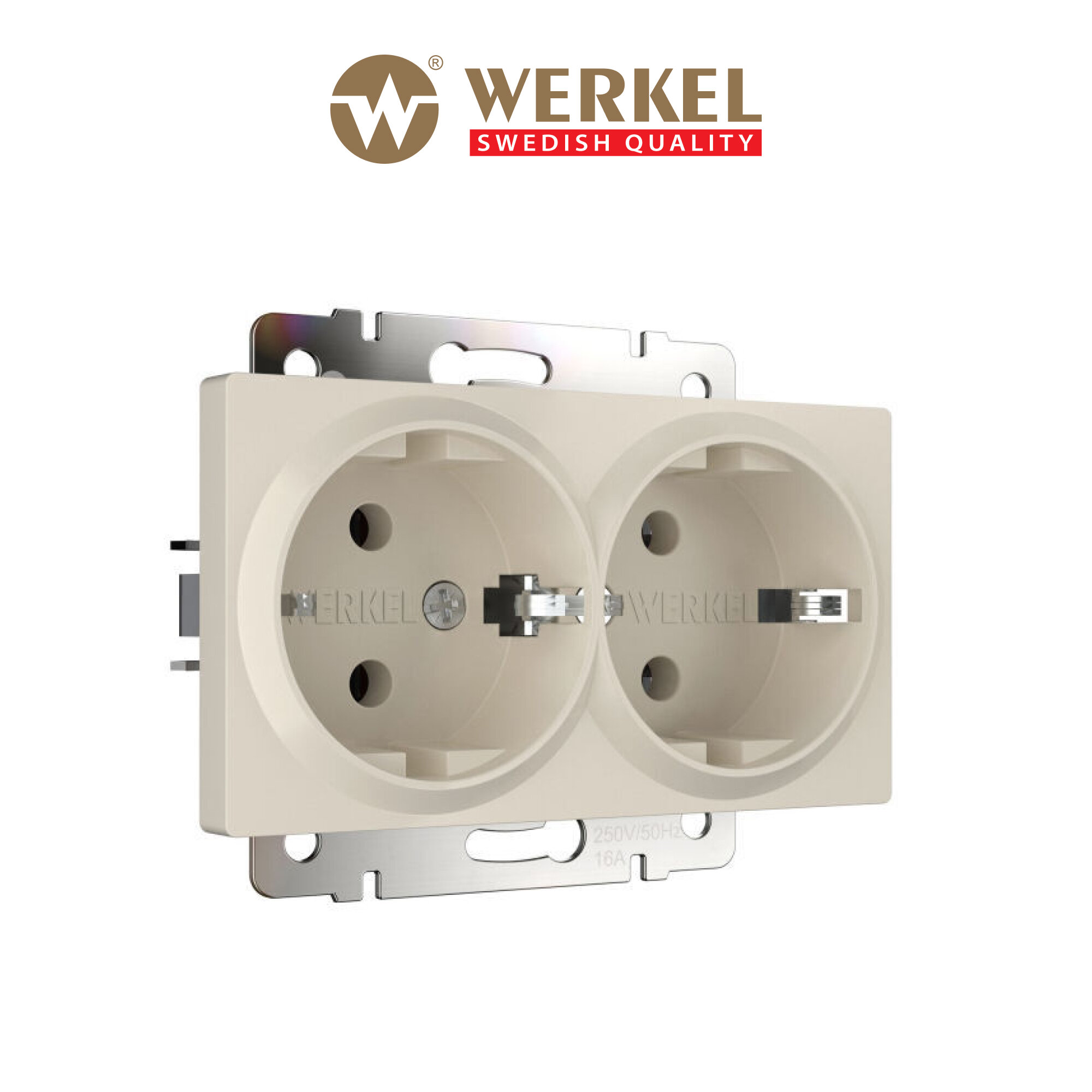 Розетка двойная с заземлением Werkel W1172062 айвори матовый IP20