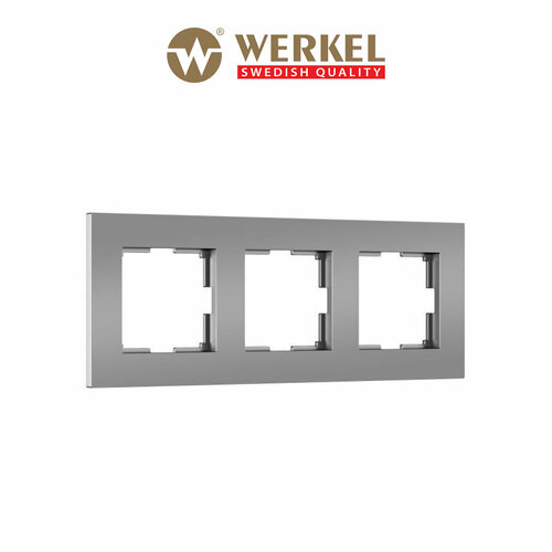 Рамка на 3 поста Werkel Slab W0032965 серебро матовый