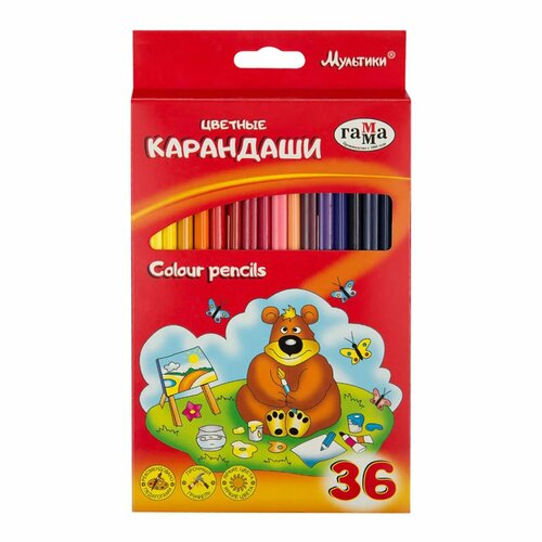 Карандаши цветные Гамма Мультики 36 шт трехгранные заточен 1968₽