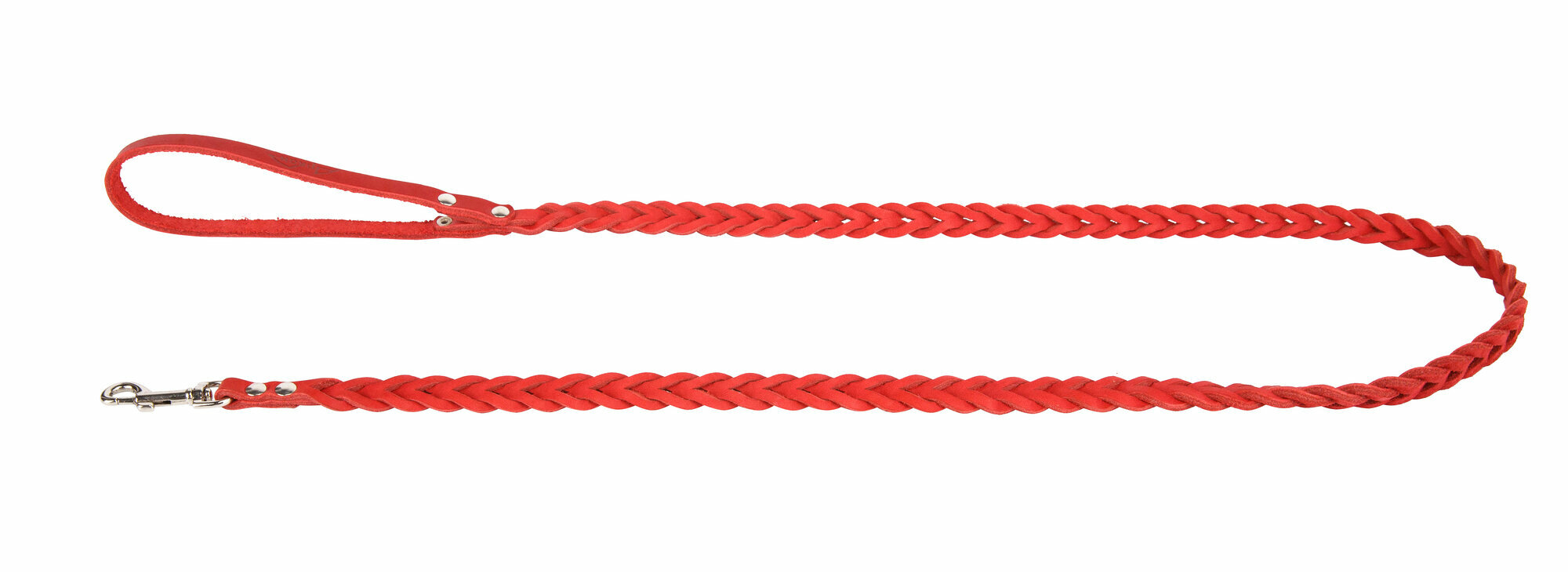 Поводок аркон кожаный 1.2м х 8мм плетение "Косичка", цвет красный
