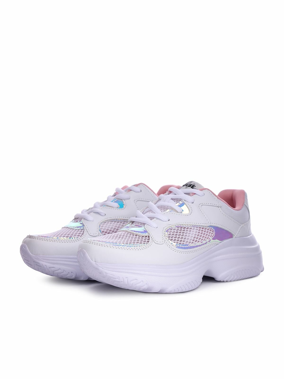 фото Белые текстильные кроссовки для девочек на шнуровке Pulse 219-41GO-038TT