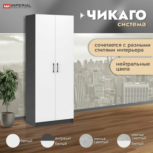 Шкаф распашной 80 см Чикаго антрацит серый белый 11999₽