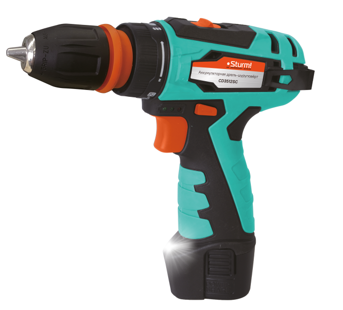 фото Дрель аккумуляторная Sturm, 12В, 28Нм, 2х2.0Ач, съемный патрон, пист. рук, кейс, арт. CD3512SC