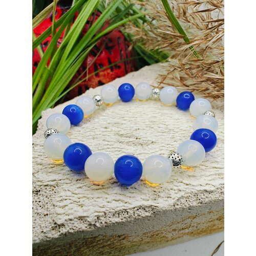 Браслет, кошачий глаз, лунный камень, 1 шт., размер 18 см, размер one size, диаметр 8 см, красный