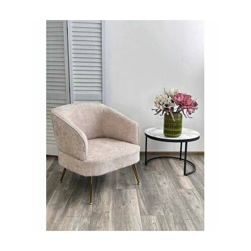 Кресло MUSSELS бежевый шенилл золотой каркас 20800₽