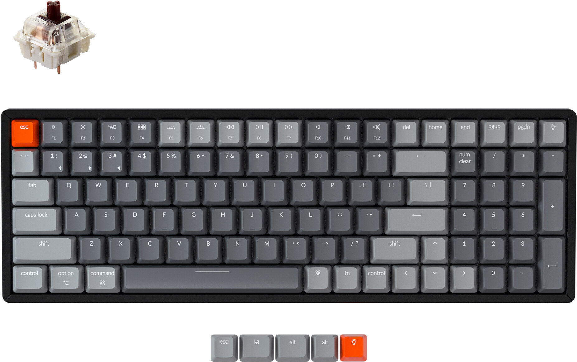 Беспроводная клавиатура Keychron K4 Black (RGB, ABS+Alum, Gateron G pro Brown Switch)