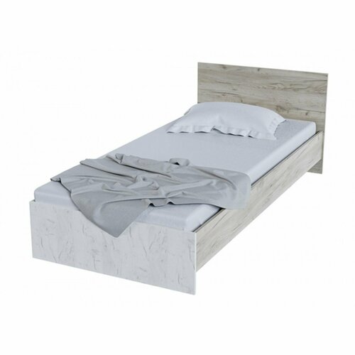 Кровать Басса КР-555 0920 м с основанием ЛДСП - Дуб крафт белый Дуб крафт серый 6709₽