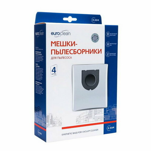 Мешок-пылесборник E-434 Euroclean синтетические для пылесоса 4 шт 519₽