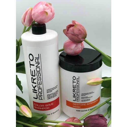 LiKreto Professional Профессиональный комплекс интенсивного восстановления для окрашенных волос (шампунь+липидная маска), 2x1000 мл