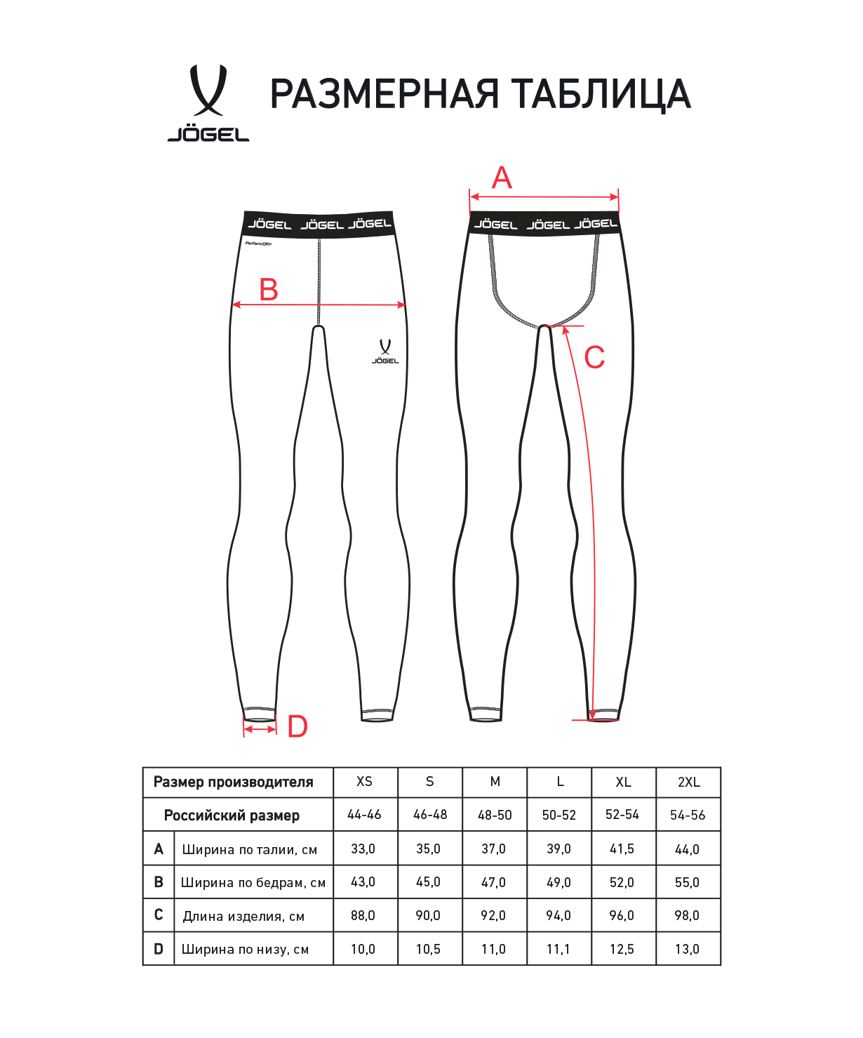 Тайтсы Jogel PerFormDRY Baselayer Tights 2, размер XL, черный — фото 1