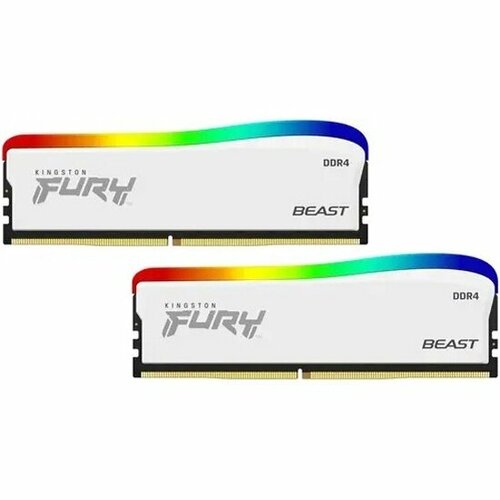 Оперативная память Kingston DDR 4 16Gb 2x8Gb 3600Mhz pc-28800 FURY Beast White RGB SE CL17 KF436C17BWAK216 757000₽
