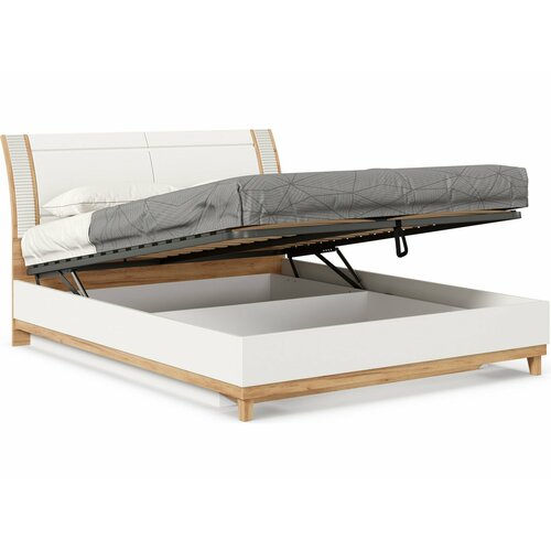 Бари Кровать двуспальная 1600 с подъёмным механизмом (Дуб Золотой/Белый)