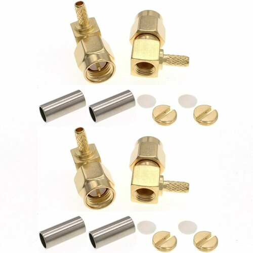 Разъемы SMA (male) S-121L 4 штуки угловой обжимной под кабель RG-316