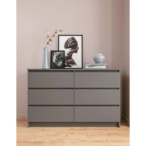 Комод для одежды цвет графит серый без ручек 120x40x78 9400₽