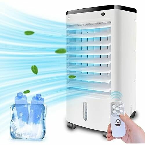 фото Мобильный кондиционер Gotagee DL2, охладитель воздуха с водяным охлаждением, кондиционер без вытяжного шланга, вентилятор 65 Вт, таймер на 12 часов, резервуар для воды 4 л