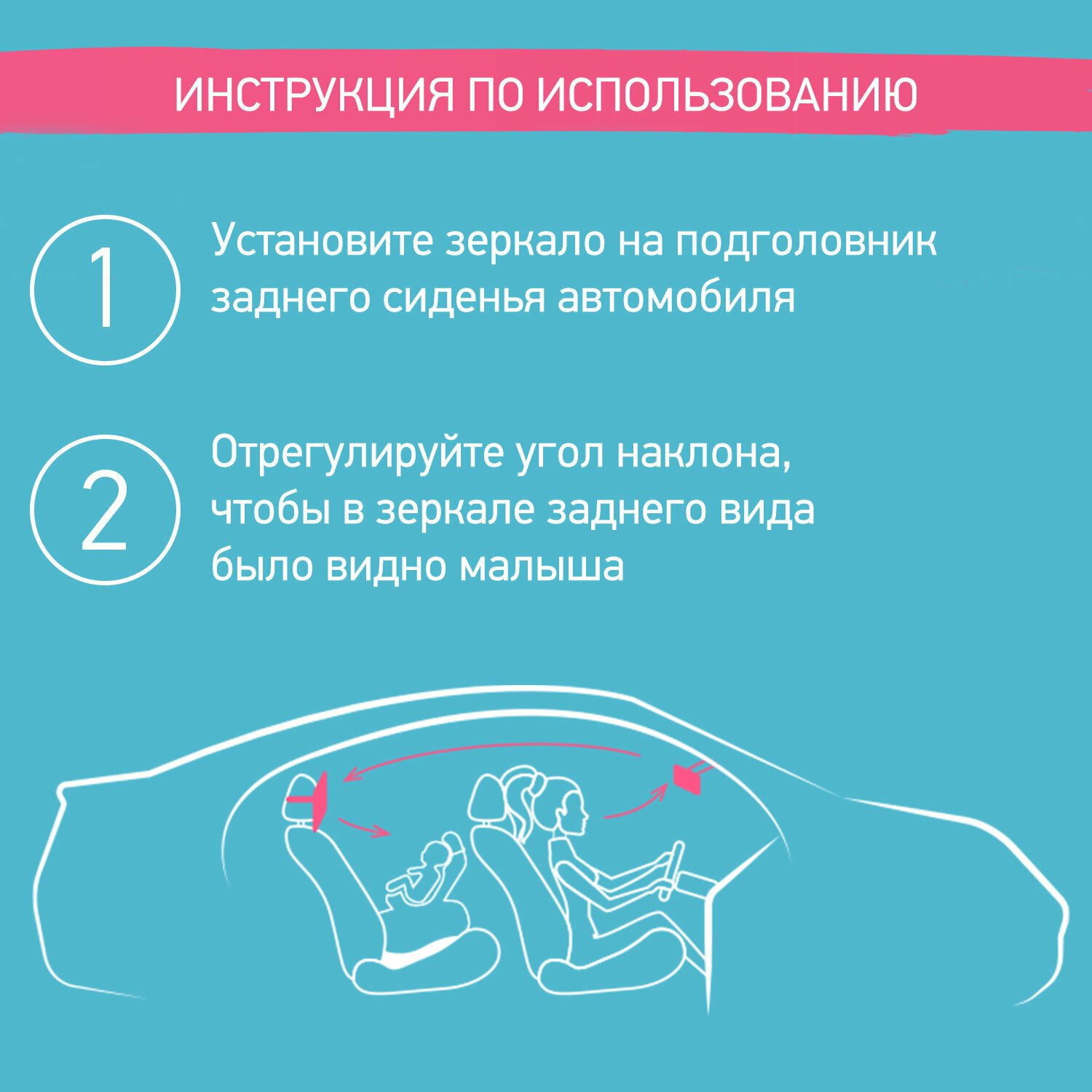 Изображение Зеркало для контроля за ребенком в авто Roxy-Kids, цвет черный