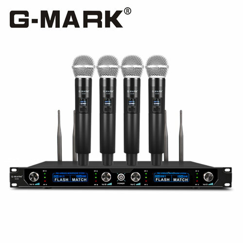 Набор беспроводных микрофонов G-MARK G440 4 микрофона 4 канала база караоке-группа микрофоны для мероприятия 12100₽