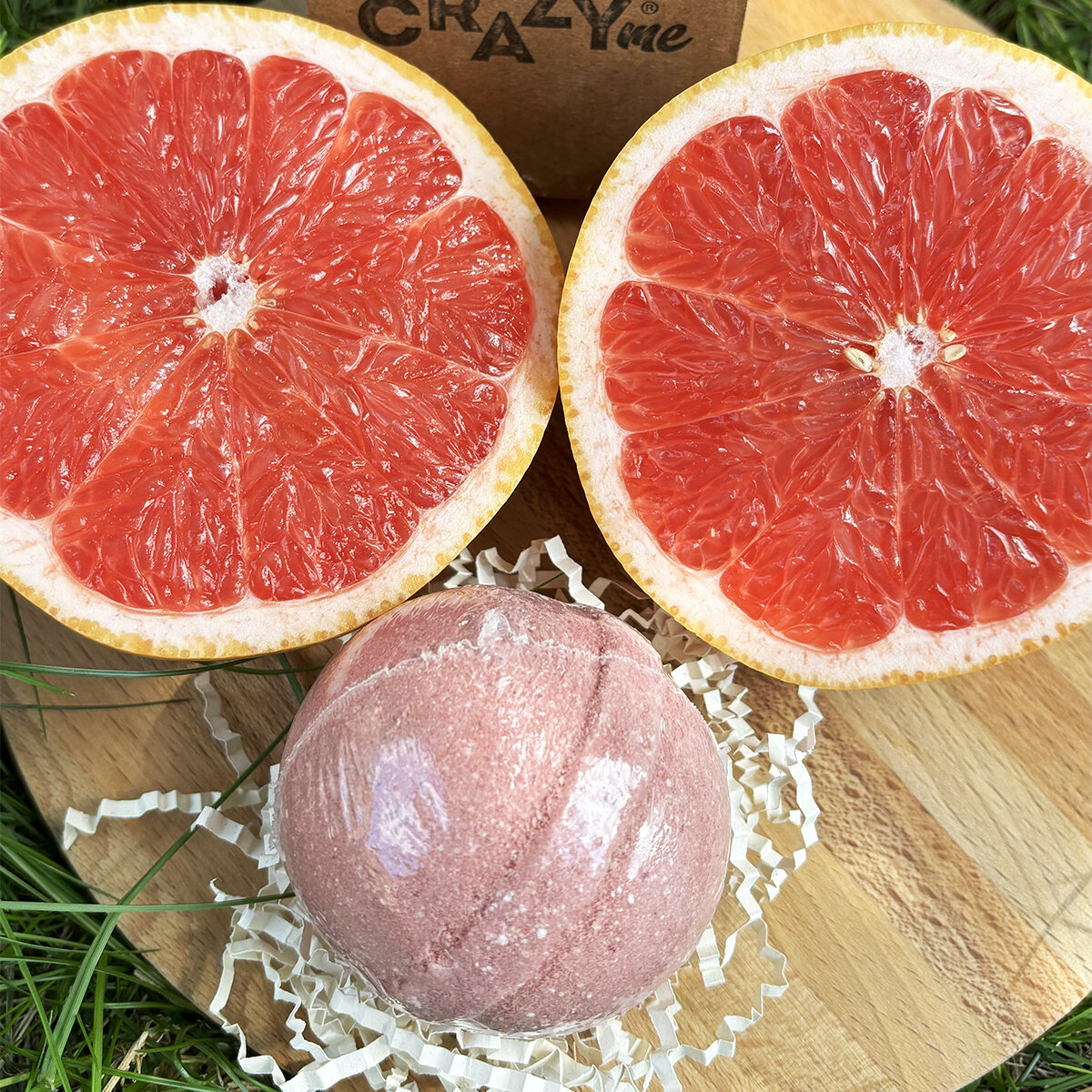 Бомбочка CRAZYme "Грейпфрут", для ванны, ручная работа, 155г, красная — фото 1