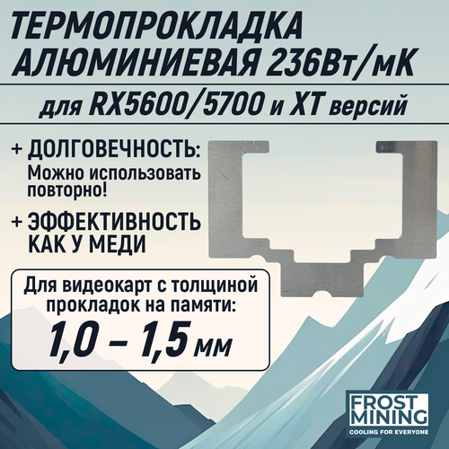 Алюминиевая пластина Memory Frost для видеокарт RX5700, RX5700XT, RX5600, RX5600XT 1мм (Термопрокладка алюминиевая)