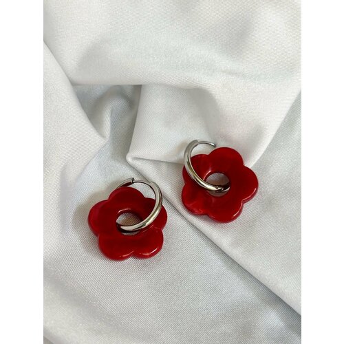 Серьги конго Jasmine House, красный