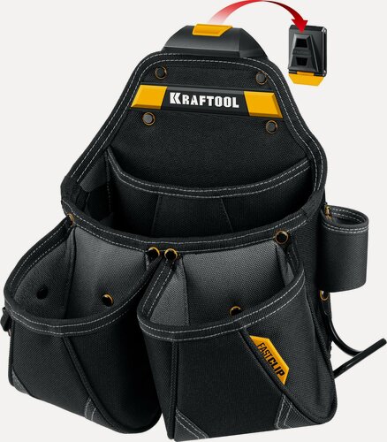 Изображение товара KRAFTOOL KP-15 с быстросъёмным креплением FastClip, 15 карманов и петель, 350 х 320 мм, поясная сумка (38771)