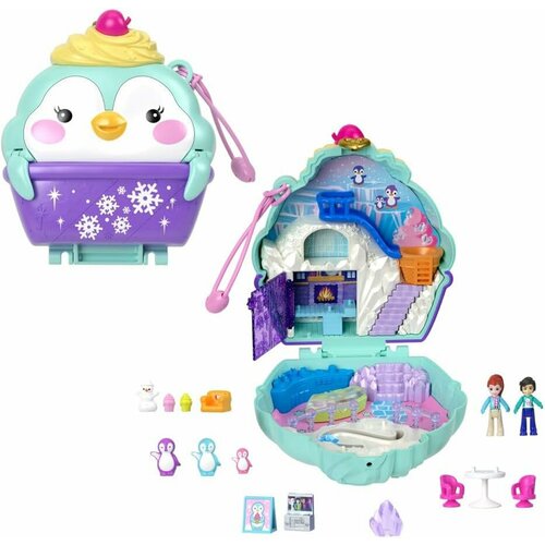 Polly Pocket Dolls & Playset, Snow Sweet Penguin Полли покет дорожная сумочка Пингвин