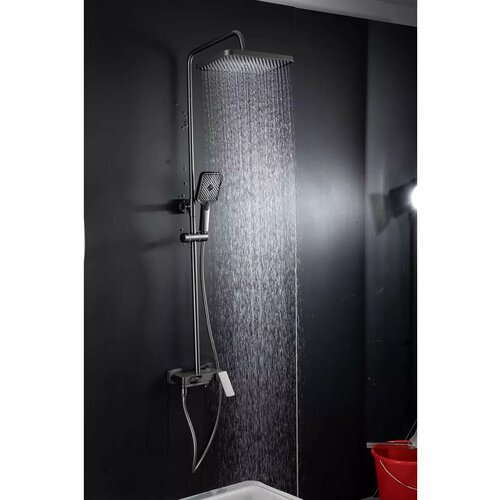 Душевая система Frap H87 F2487-9 оружейная сталь серый, золотистый