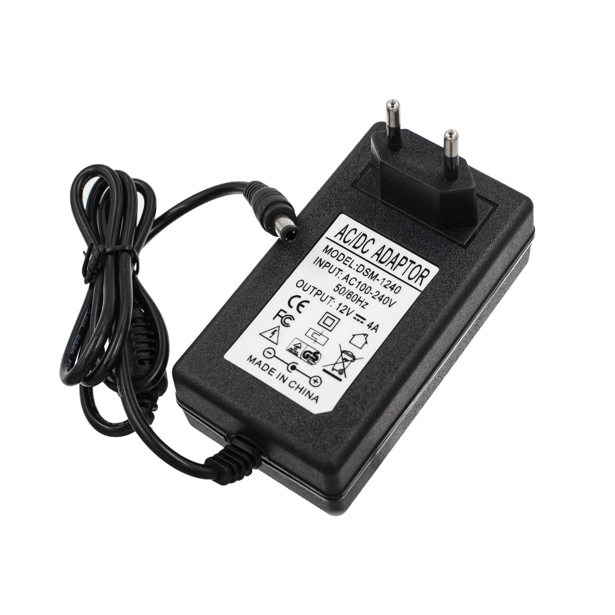 Блок питания 12V 4A 5.5x2.5 48W для монитора / ресиверов приставок Триколор / светодиодных лент / терминалов / систем видеонаблюдения / IP-камер / адаптер / зарядное устройства