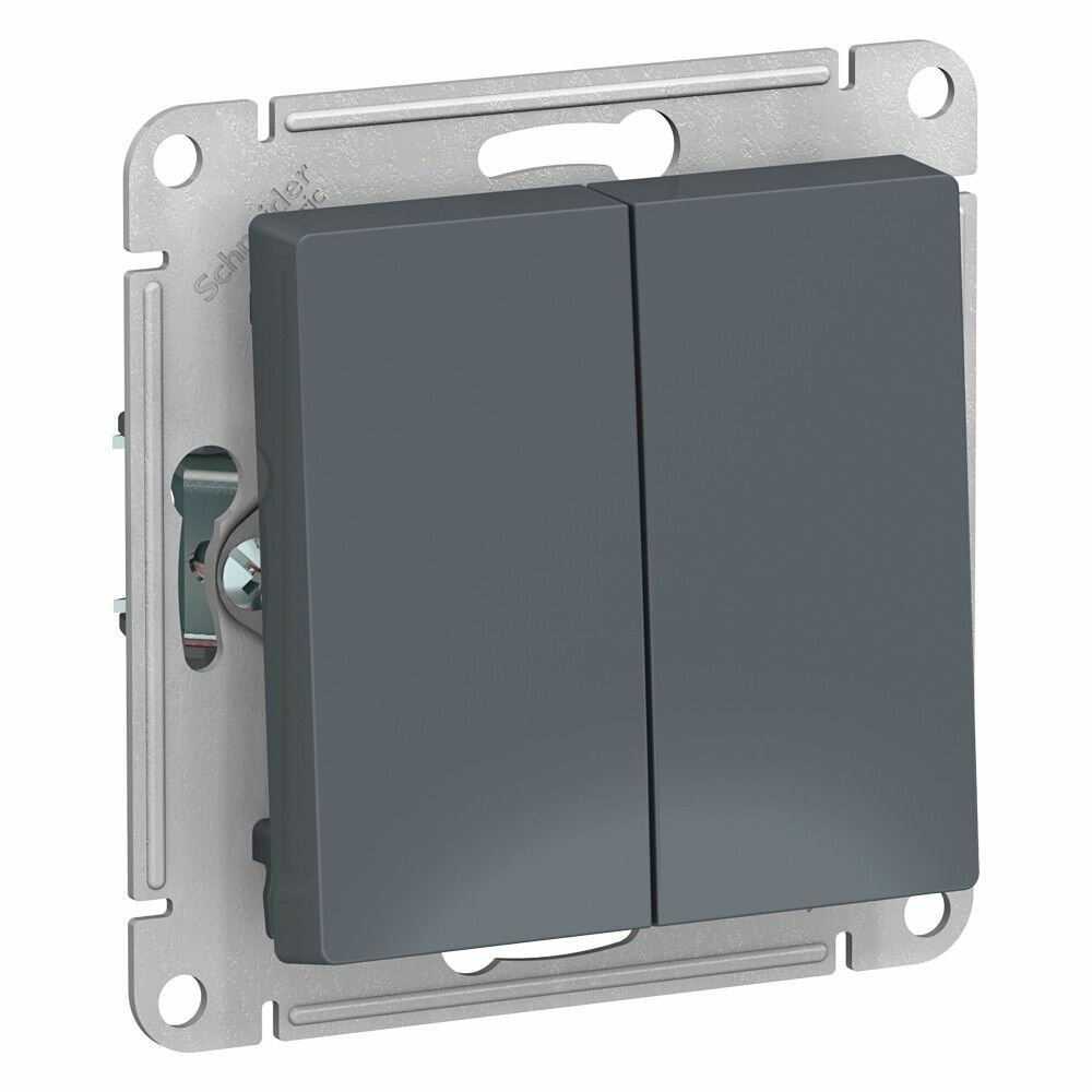Переключатель Systeme Electric "AtlasDesign Грифель" SE ATN000765, проходной, 2-кнопочный, 10A, IP20