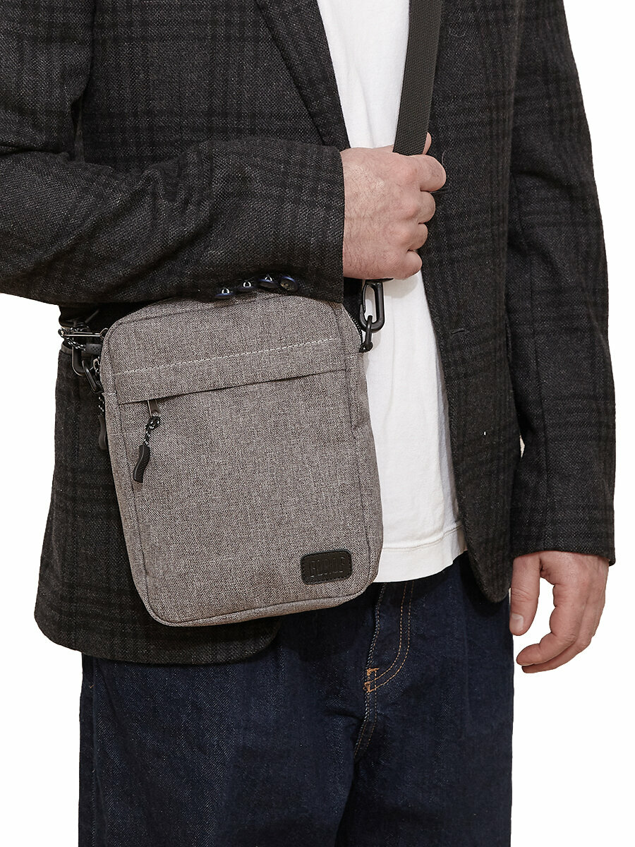 Сумка барсетка FORTE, фактура гладкая, серый — фото 1