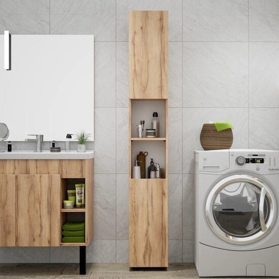 Шкаф пенал Letta Компакт 2х дверный с полками Дуб крафт золотой 278х1835(h)х260