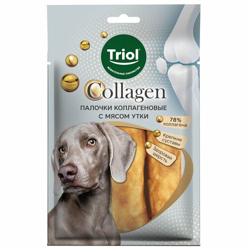 Лакомство для собак Triol Палочки коллагеновые с мясом утки, серия COLLAGEN 80г, уп. 2шт