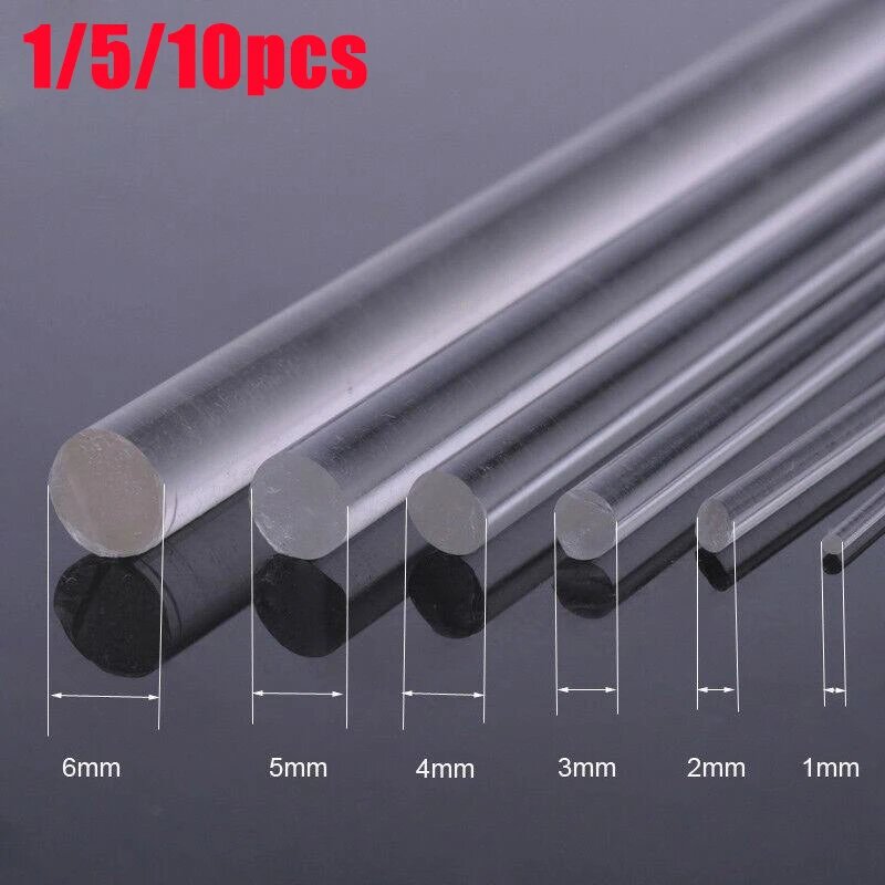 1-10 шт акриловые прозрачные стеклянные стержни разных размеров 100-300 мм 5x200mm 5pcs