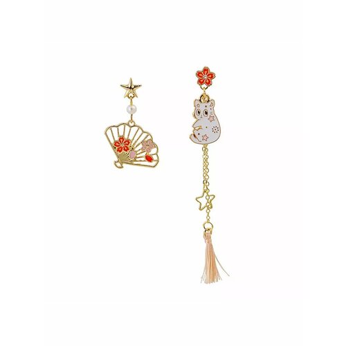 фото Серьги непарные, акрил, белый, желтый, розовый be self true jewel
