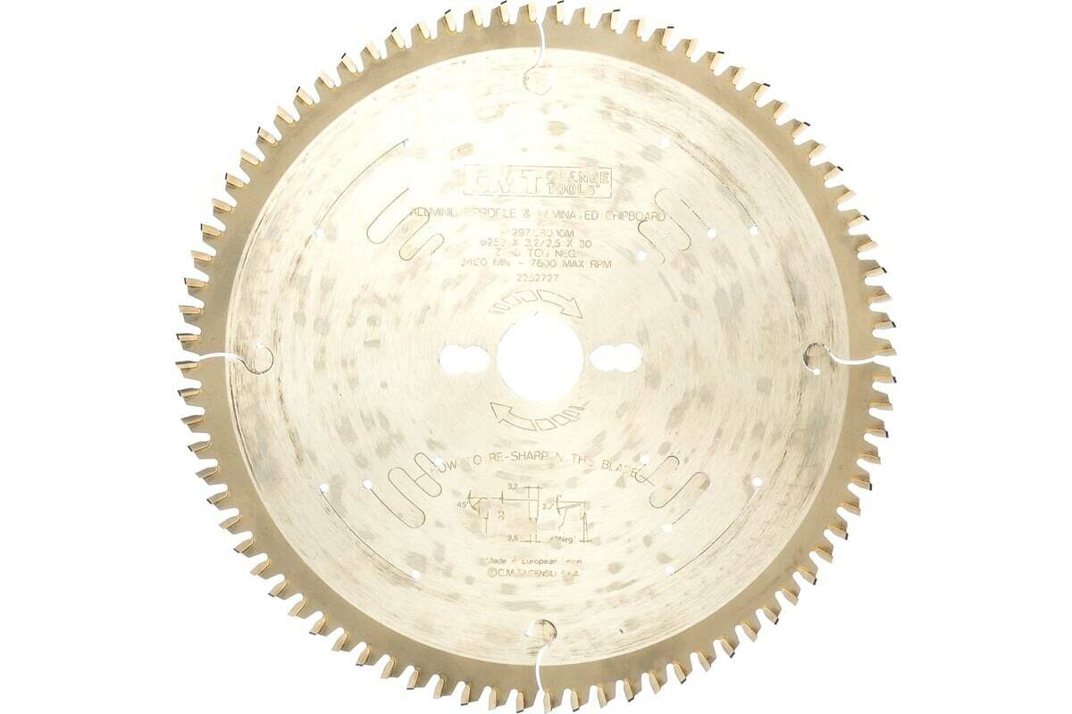 Диск пильный по металлу и ламинированным панелям (250х30х3.2/2.5 мм; Z=80) CMT 297.080.10M